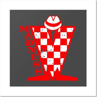 Madness Vintage Checkerboard Red & White Posters and Art